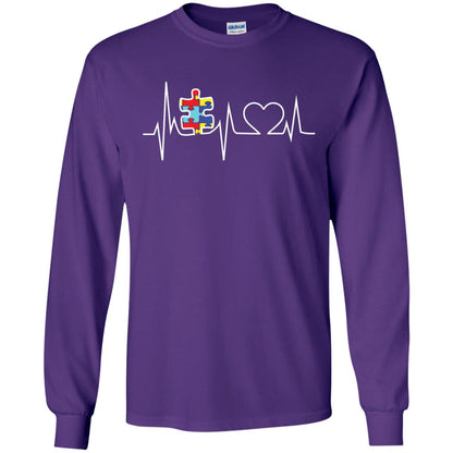 Autism Puzzle Heartbeat Autism Awareness Shirt Purple