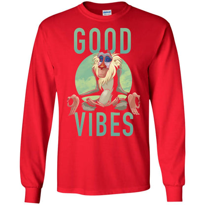 Disney Lion King Rafiki Meditate Good Vibes Graphic T-shirt Red
