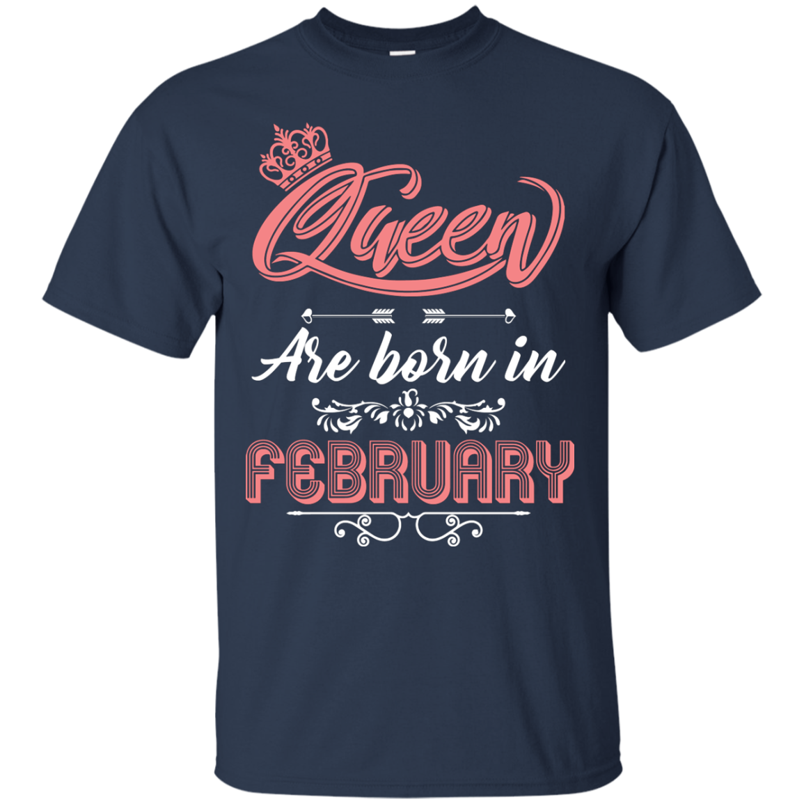 Brithday T-Shirt Queen Are Born In February Navy