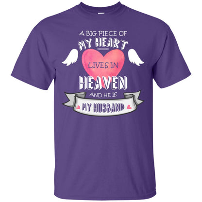 A Big Piece Of My Heart Lives In Heaven And He Is My Husband Shirt Purple