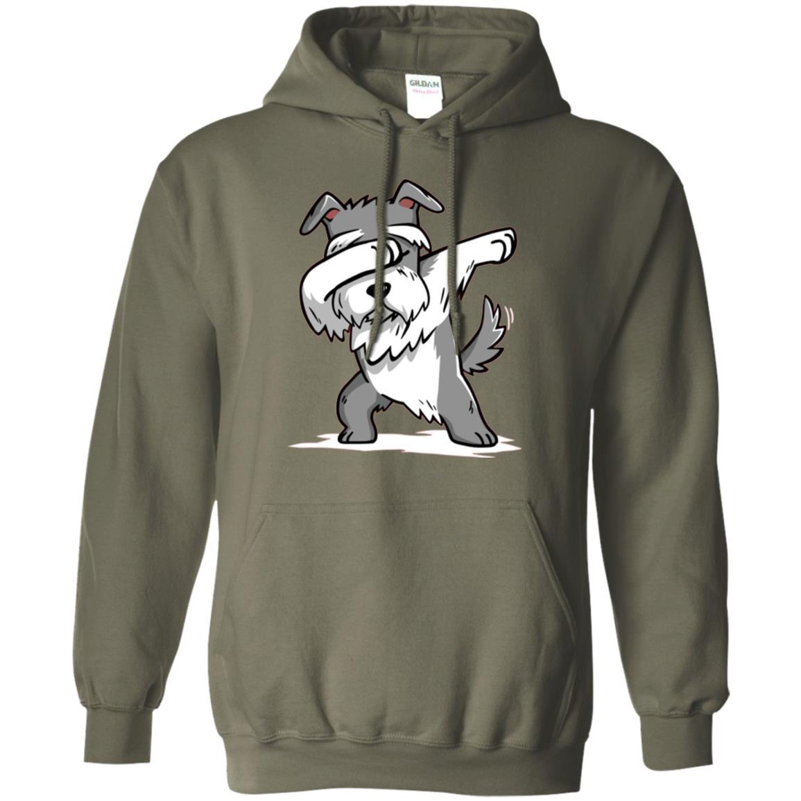 Dog Lover T-shirt Miniature Schnauzer Cute Dabbing Military Green
