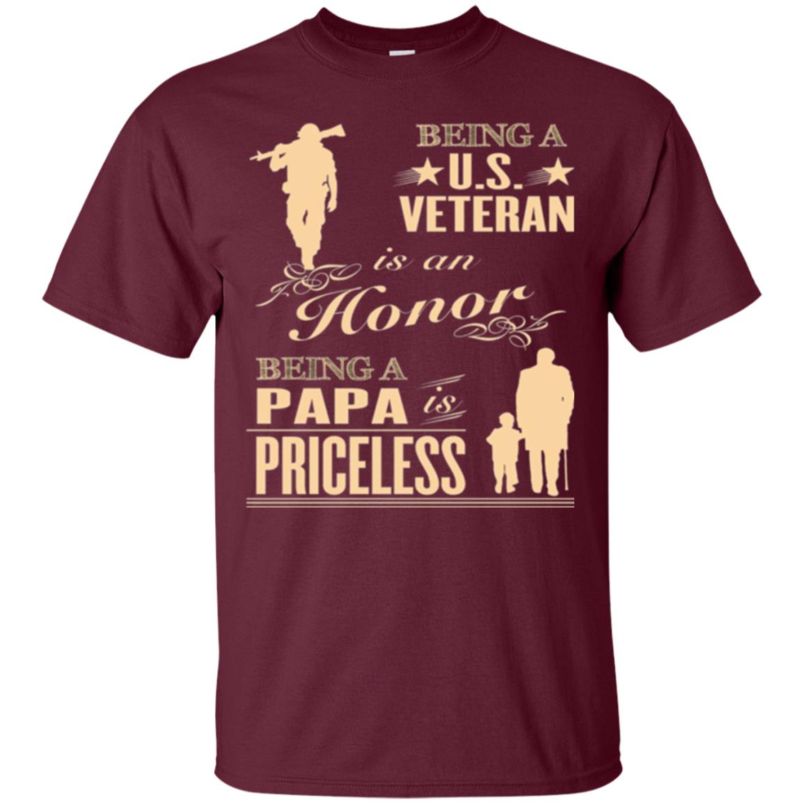 Papa T-shirt Being A U.s Veteran Maroon