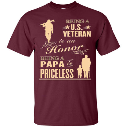Papa T-shirt Being A U.s Veteran Maroon