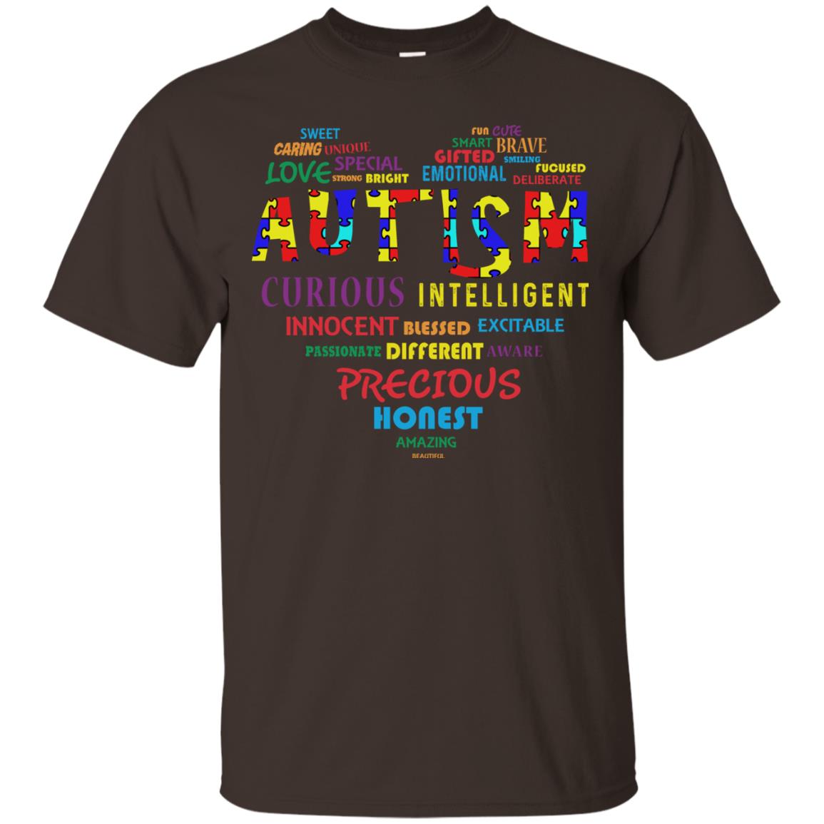Sweet Caring Unique Love Special Autism Awareness T-shirt Dark Chocolate