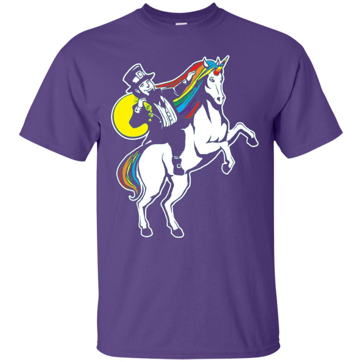 St Patrick Day Lepricorn Leprechaun Riding Unicorn T-shirt Purple