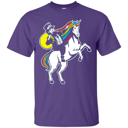St Patrick Day Lepricorn Leprechaun Riding Unicorn T-shirt Purple