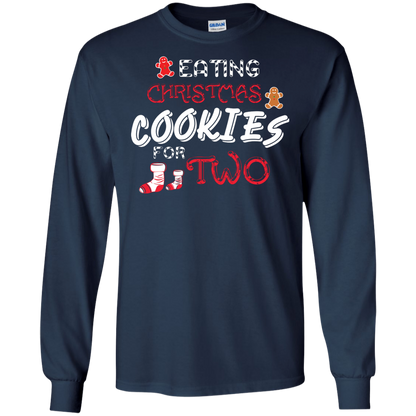 Christmas T-shirt Eating Christmas Cookies For Two Navy