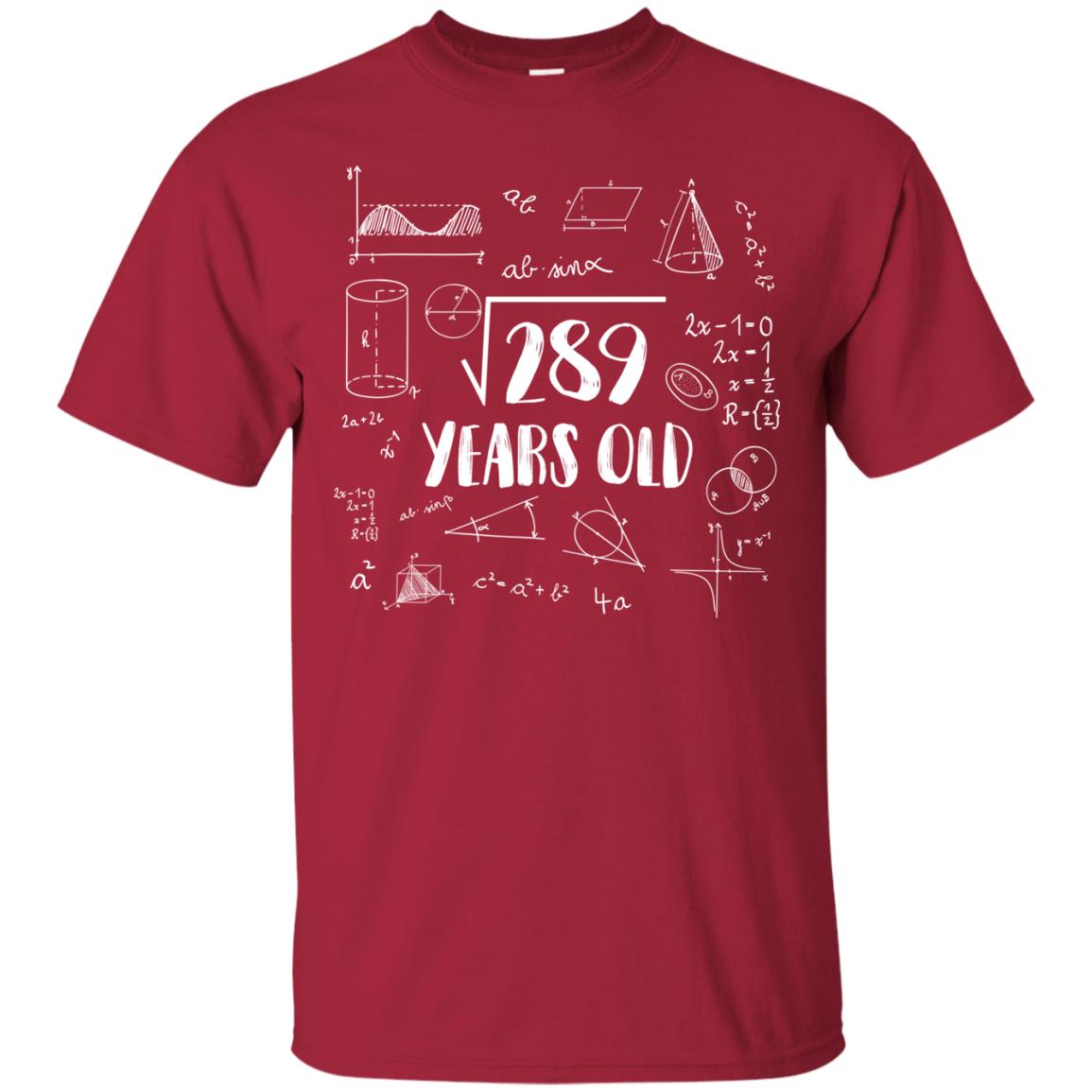 Square Root Of 289 17th Birthday 17 Years Old Math T-shirt Cardinal