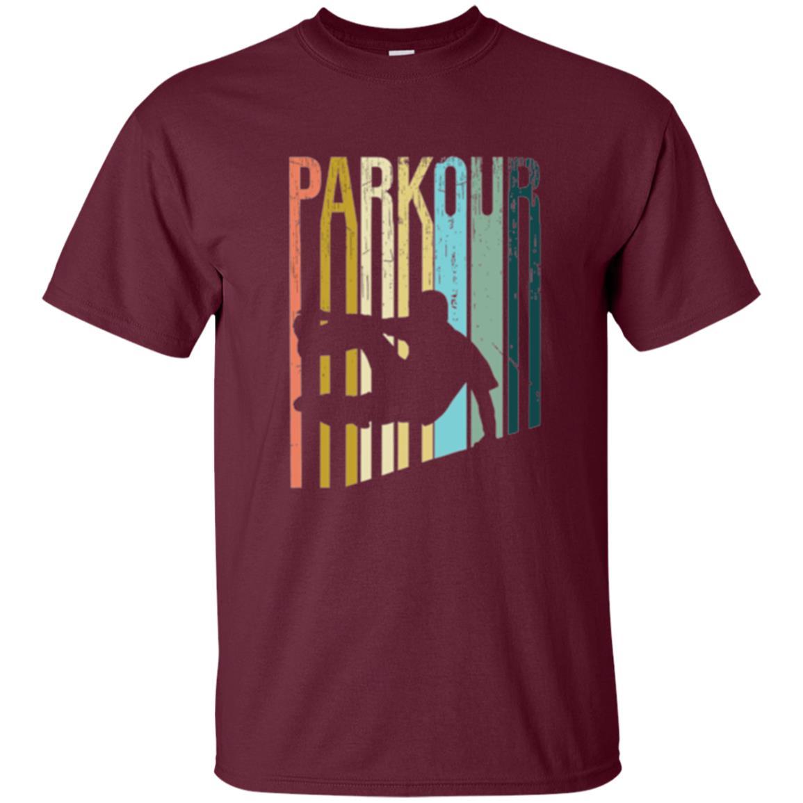 Parkour T-shirt Distressed Style Parkour Silhouette Maroon