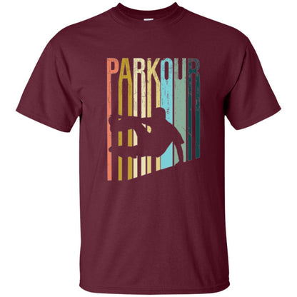 Parkour T-shirt Distressed Style Parkour Silhouette Maroon