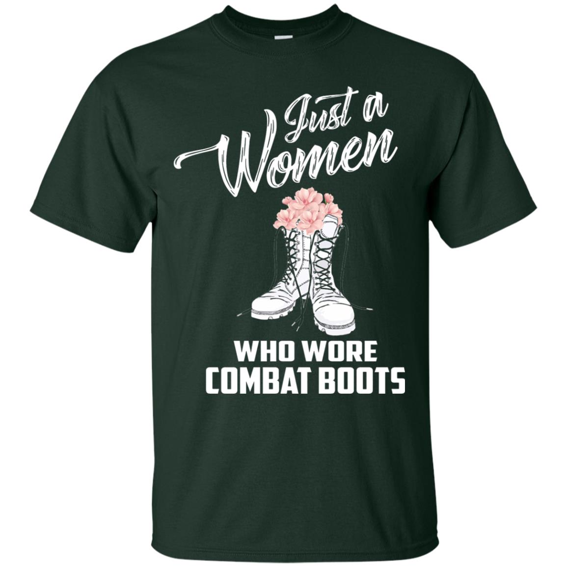 Just A Woman Who Wore Combat Boots Female Veteran T-shirt Forest