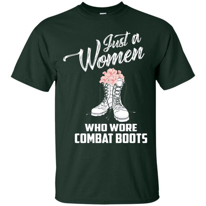 Just A Woman Who Wore Combat Boots Female Veteran T-shirt Forest