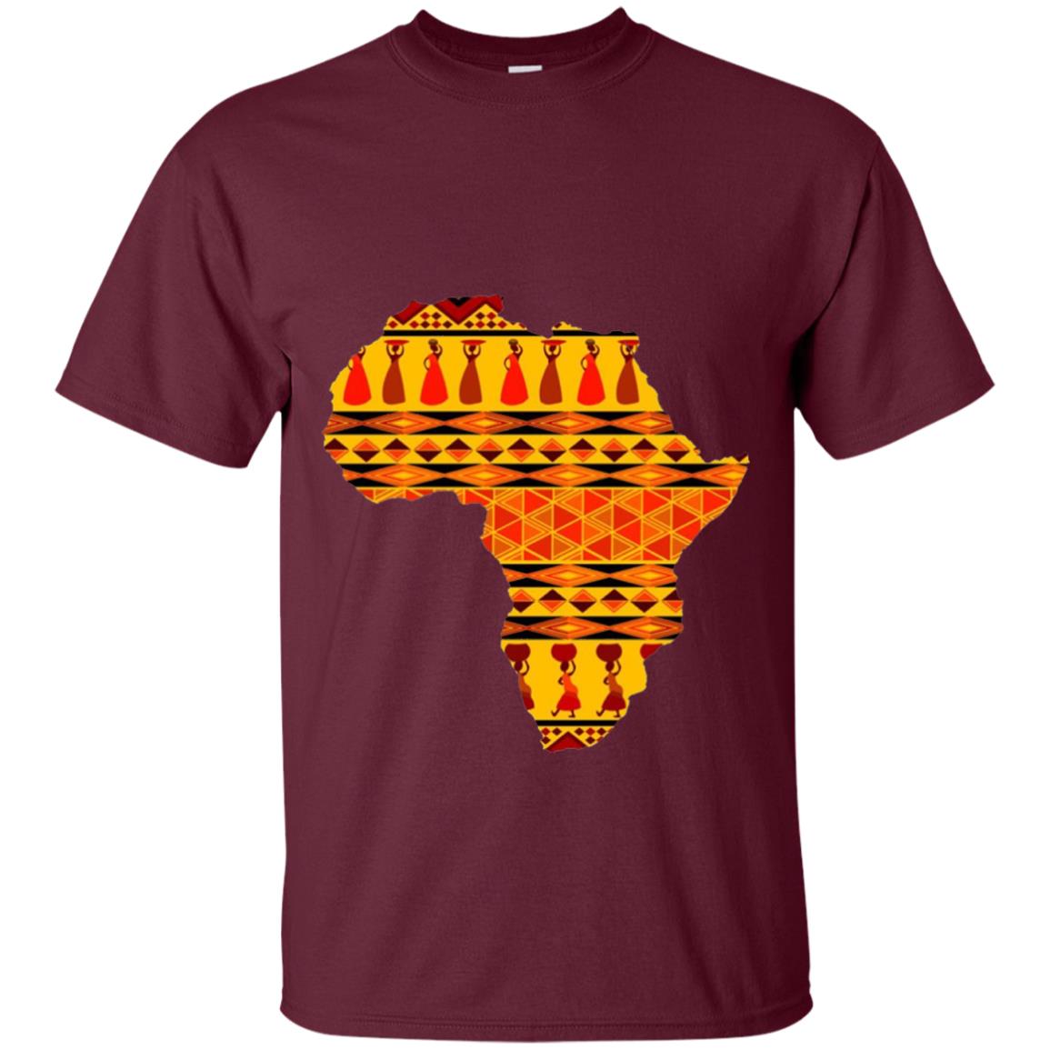 African Pride Ankara Tribal Pattern T-shirt Maroon