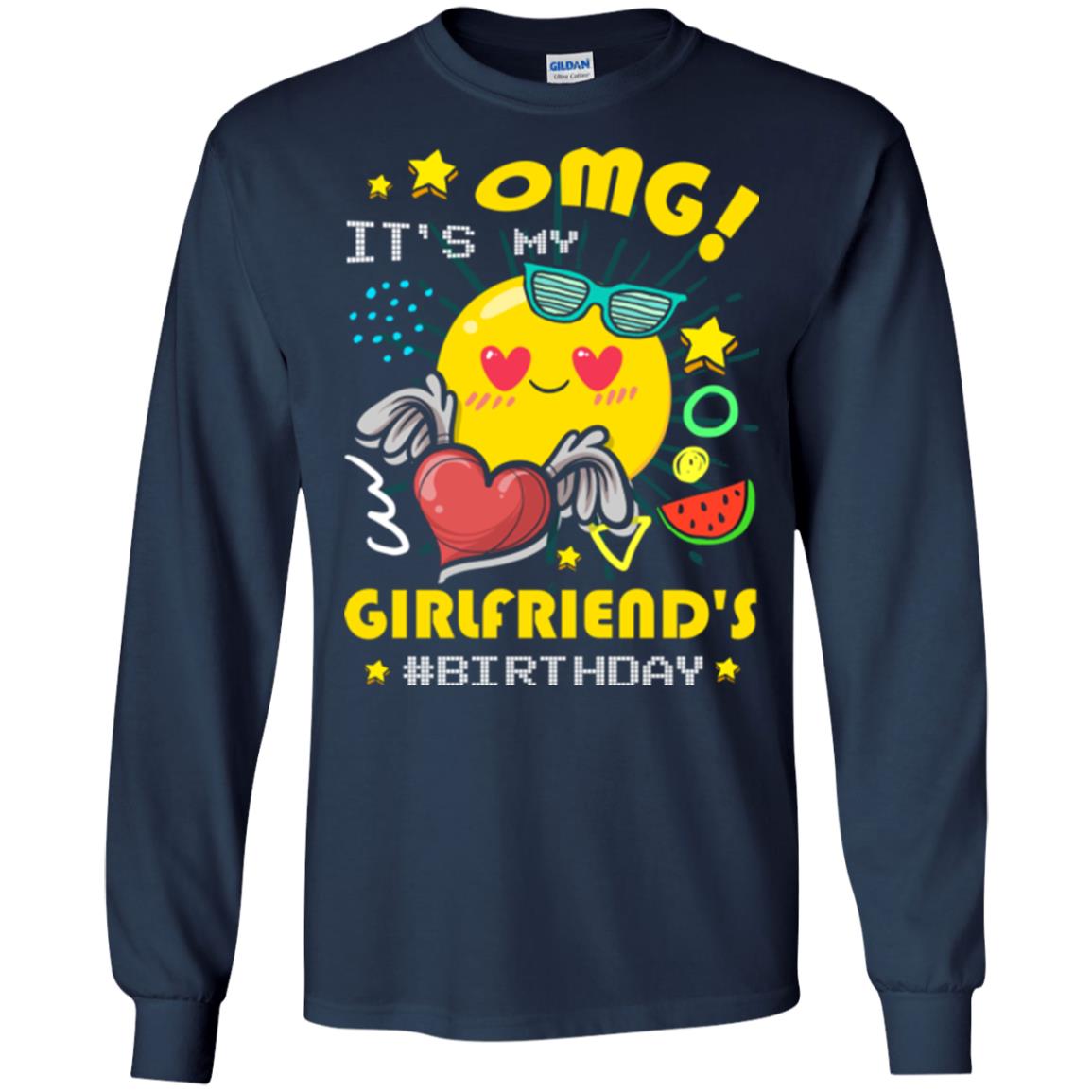 Boyfriend T-shirt Omg It's My Girlfriend's #birthday Navy