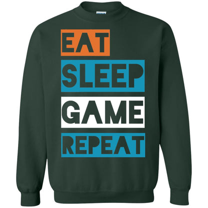 Eat Sleep Game Repeat Video Gamer Player T-shirt Forest Green