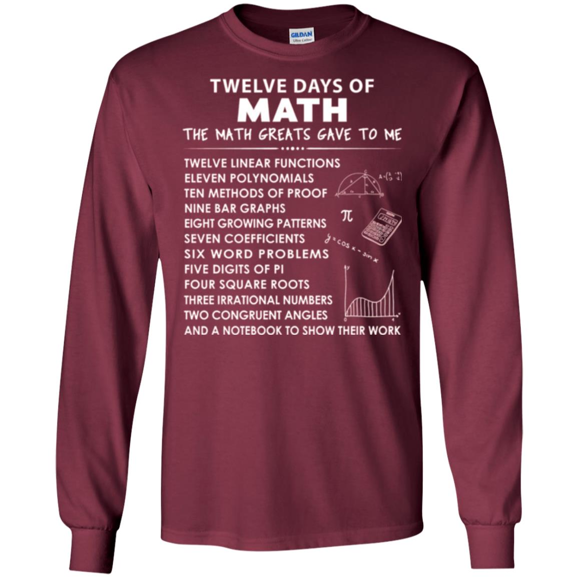 Math T-shirt Twelve Days Of Math Maroon