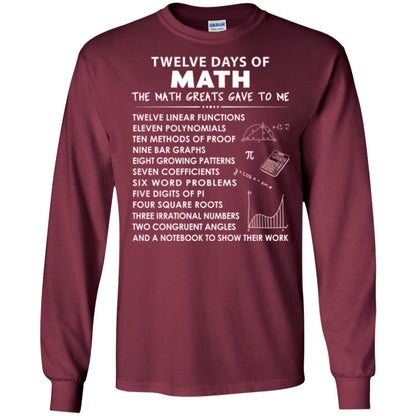 Math T-shirt Twelve Days Of Math Maroon