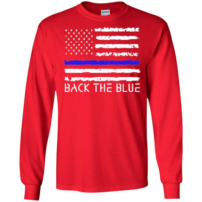 Thin Blue Line T-shirt Back The Blue Red