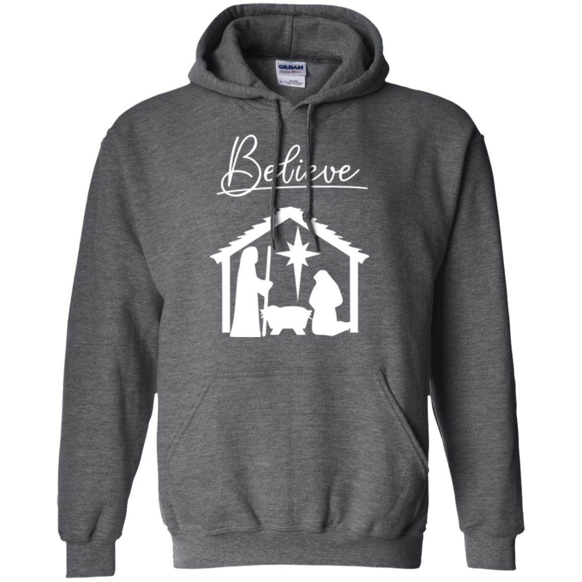 Christian Christmas T-shirt Believe Jesus Celebrate Dark Heather