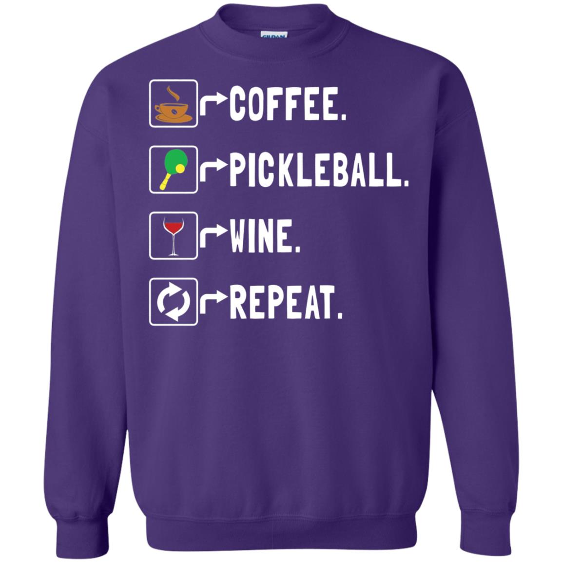 Funny Coffee Lovers T-shirt Pickleball Wine Repeat Purple