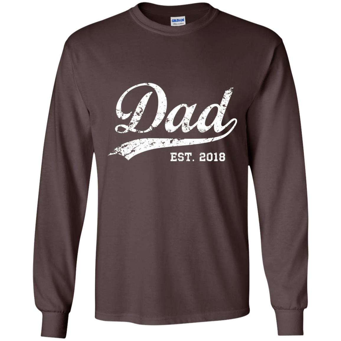 Dad Est. 2018 Vintage New Dad Daddy T-shirt Dark Chocolate