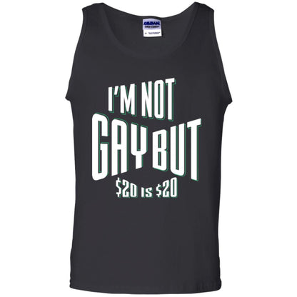 Funny Bi-curious Bachelor Humor Party T-shirt I'm Not Gay But $20 Is $20 Black