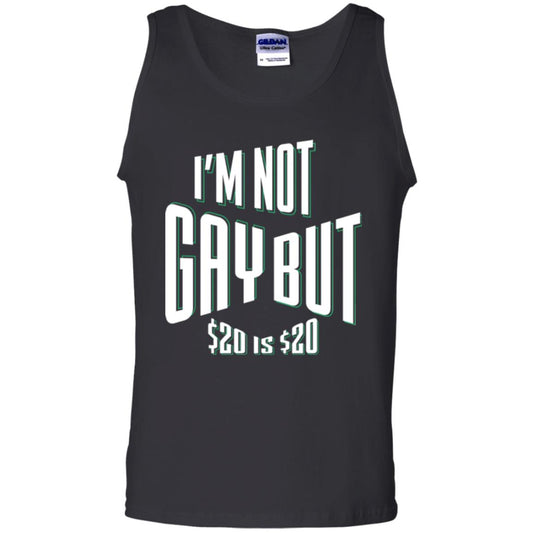 Funny Bi-curious Bachelor Humor Party T-shirt I'm Not Gay But $20 Is $20 Black