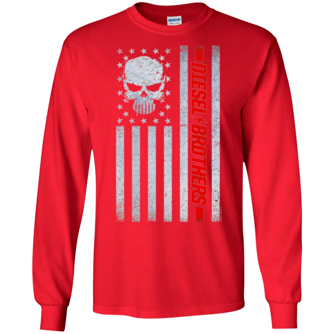 Grungy American Flag Skull T-shirt Diesel Brothers Red