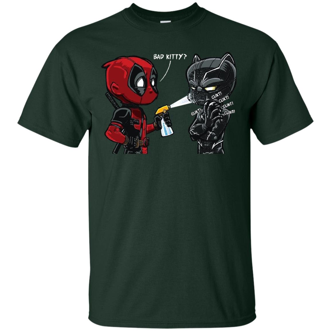 Deadpool Black Panther Bad Kitty Film Lover T-shirt Forest