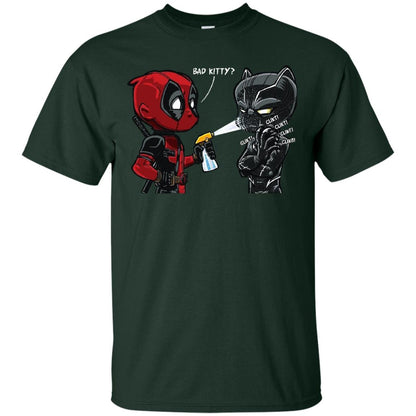 Deadpool Black Panther Bad Kitty Film Lover T-shirt Forest