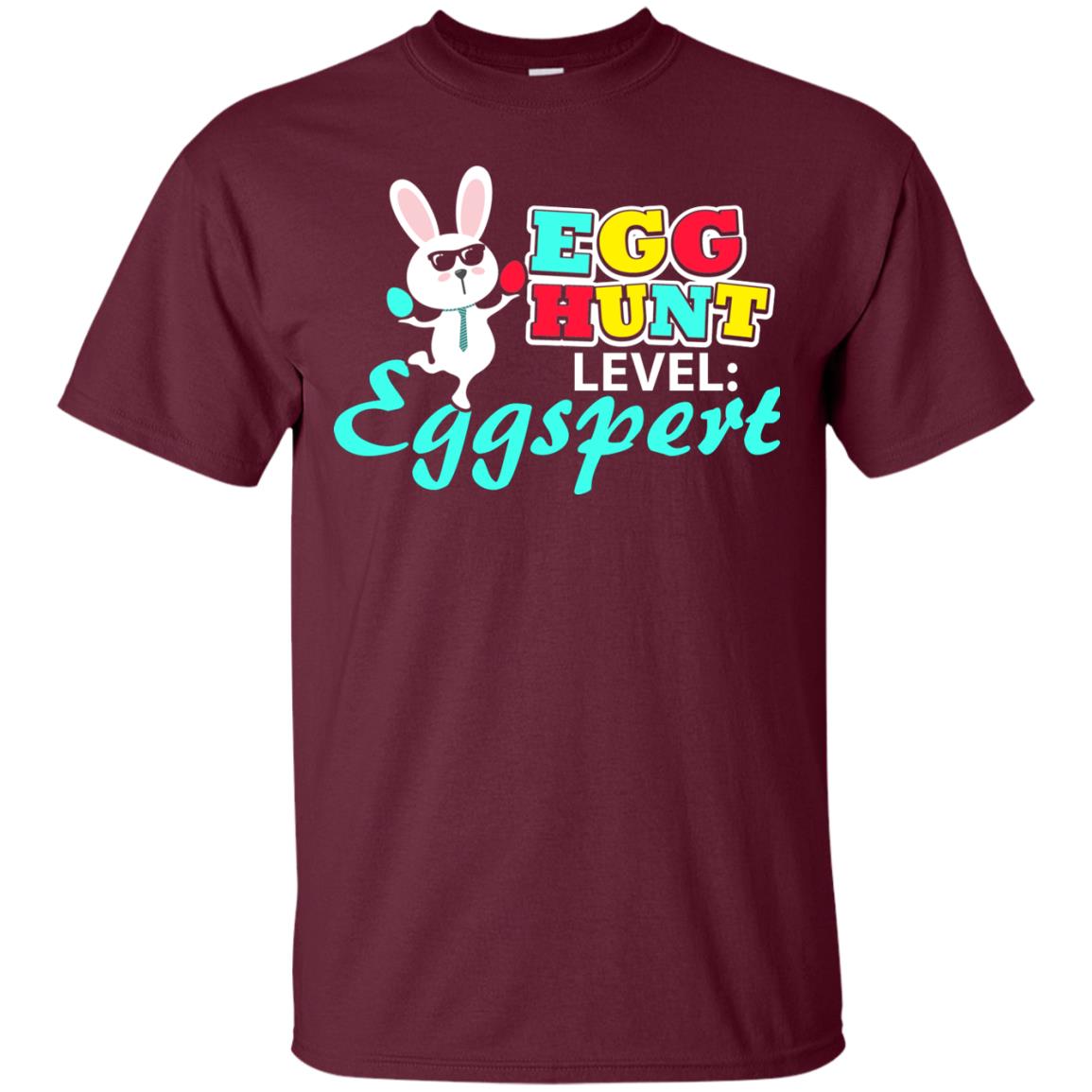 Egg Hunt Level Eggspert Easter Holiday T-shirt Maroon