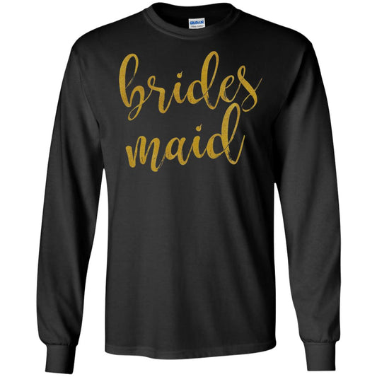 Bridesmaid Gold Glitter Bridal Shower T-shirt Black