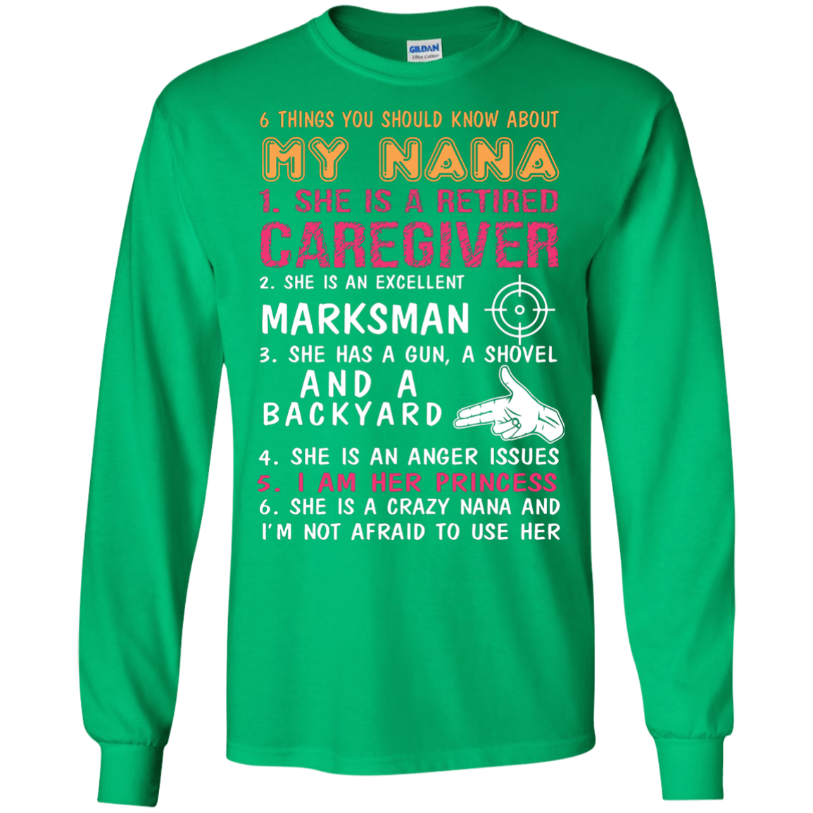 Family T-Shirt 6 Things You Should Know About My Nana Irish Green