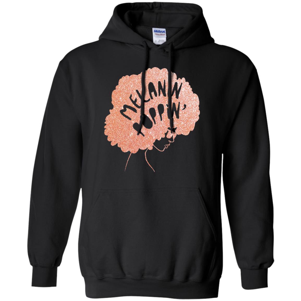 Melanin Poppin Black Beauty African Pride Rose Gold T-shirt Black