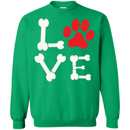 Love My Dog Red Pawprint Dog Bones T-shirt Irish Green