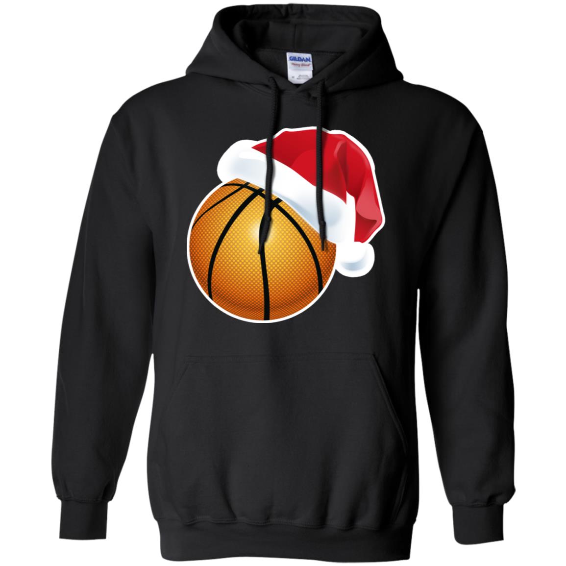 Basketball With Santa Claus Hat X-mas Shirt For Basketball Lovers Black