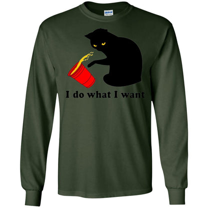 Cat Lover T-shirt I Do What I Want Forest Green