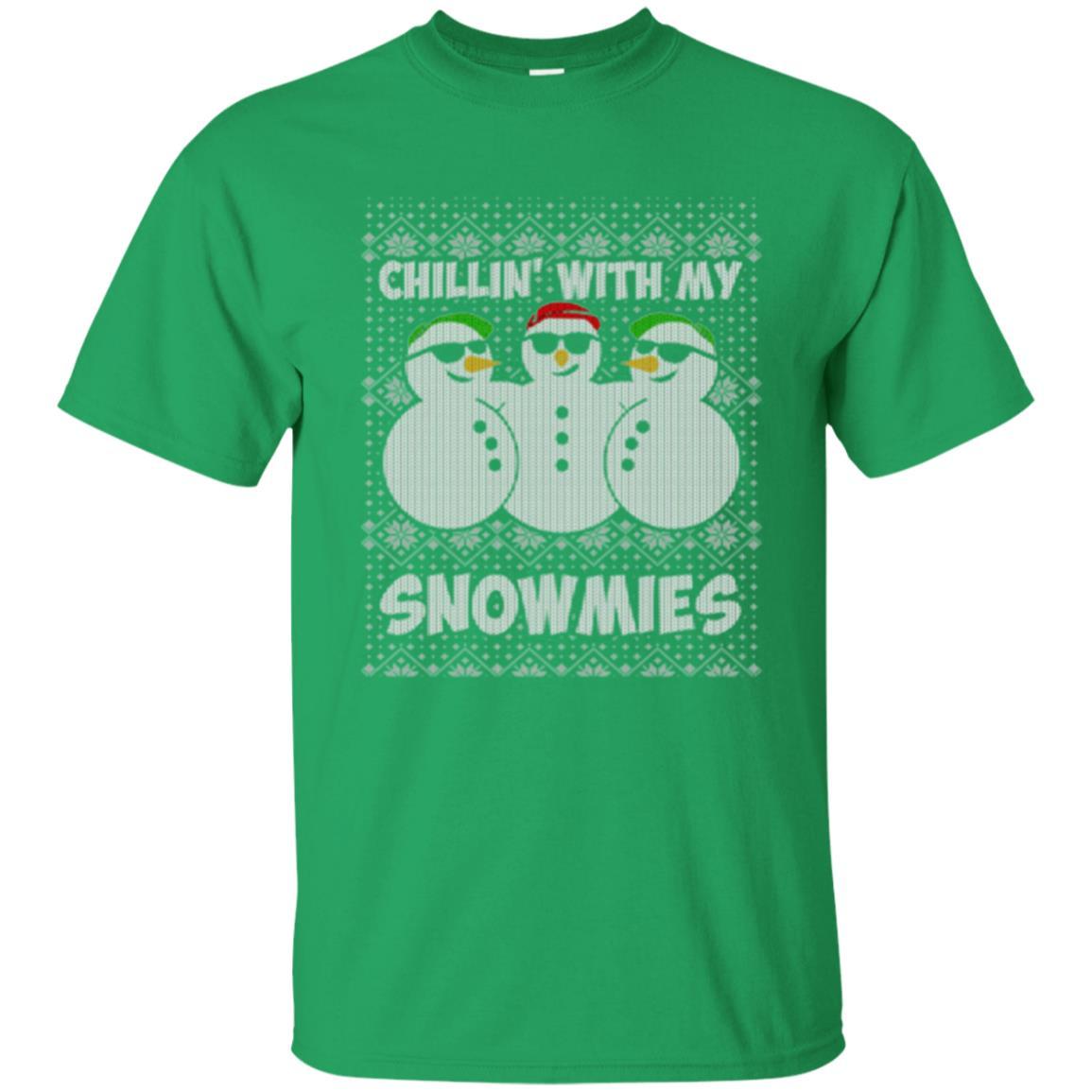 Christmas T-shirt Chillin With My Snowmies Irish Green