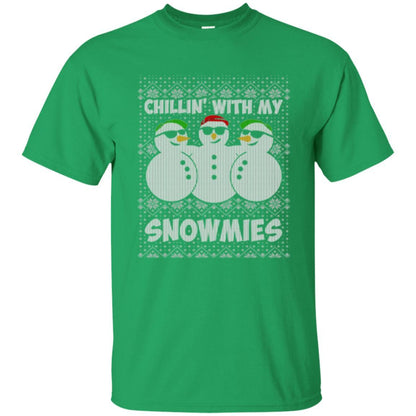Christmas T-shirt Chillin With My Snowmies Irish Green