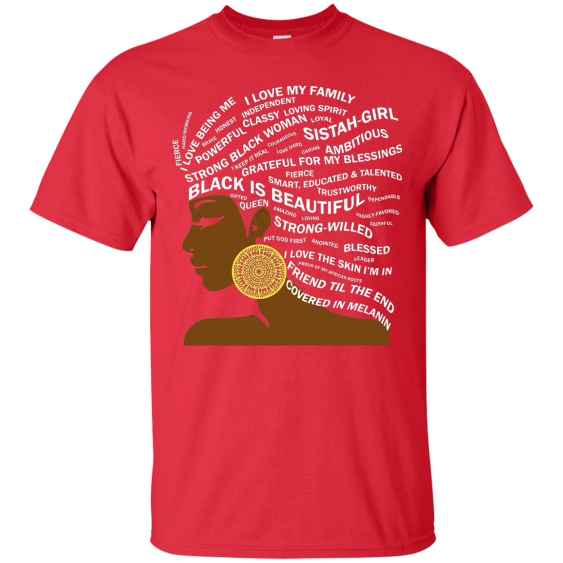 Black Is Beautiful Black History Month Word Art T-shirt Red