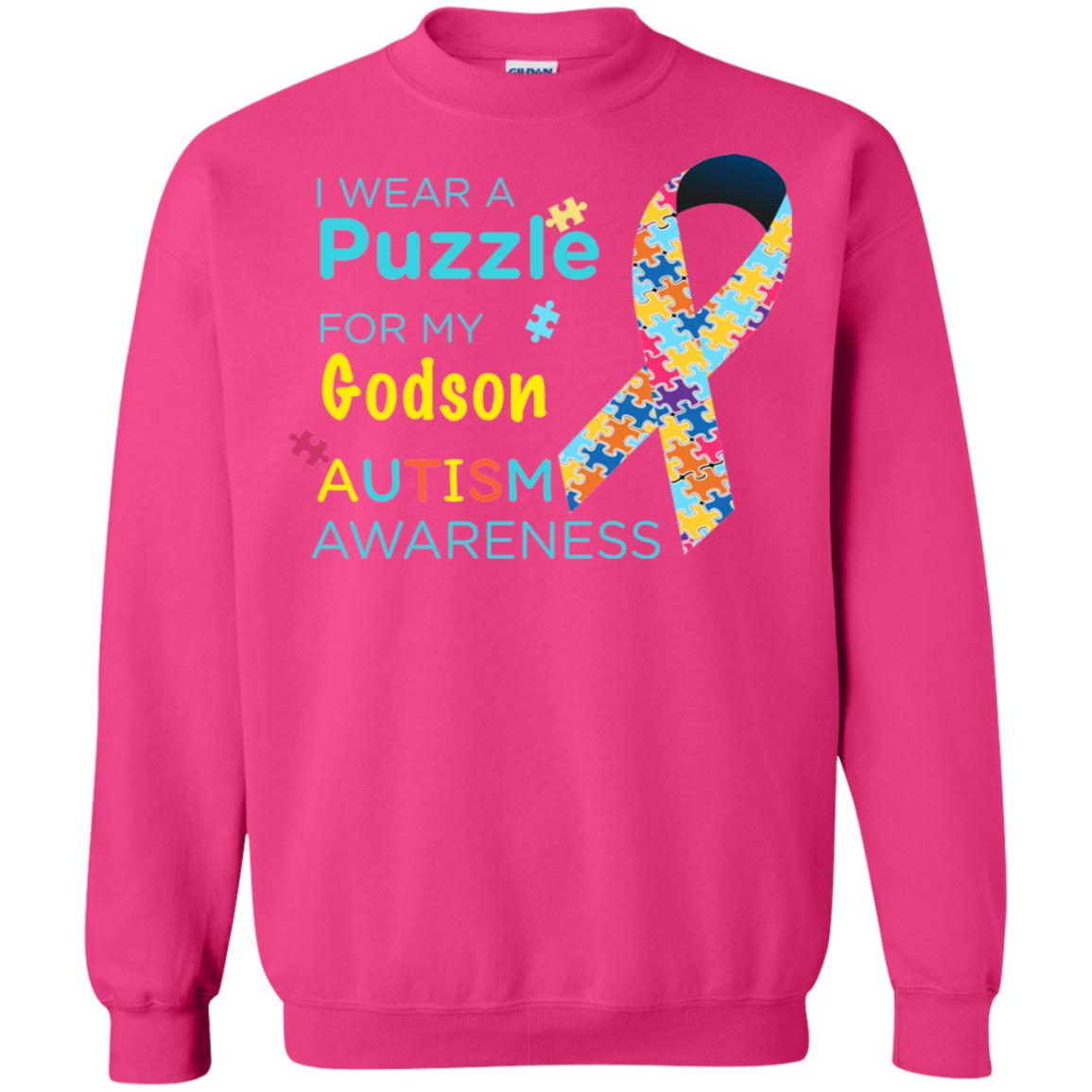 I Wear Puzzle For My Godson Autism Awareness Shirt Heliconia