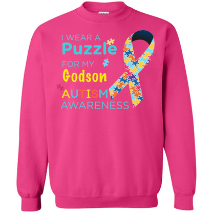 I Wear Puzzle For My Godson Autism Awareness Shirt Heliconia