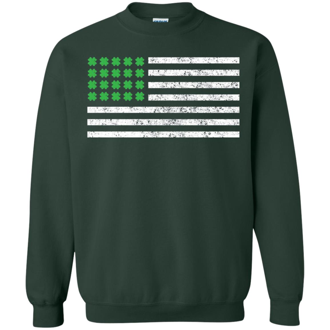 Usa Flag With Irish Shamrock St Patricks Day T-shirt Forest Green