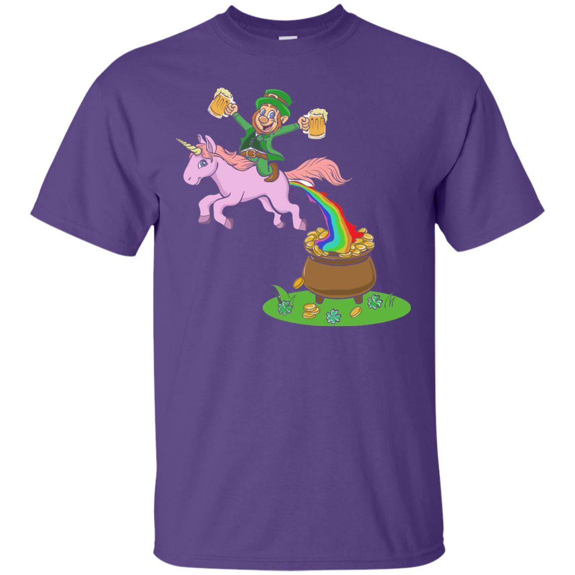 Leprechaun Riding A Unicorn Funny St Patricks Day T-shirt Purple