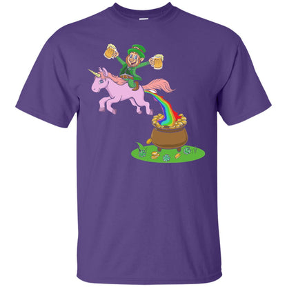 Leprechaun Riding A Unicorn Funny St Patricks Day T-shirt Purple