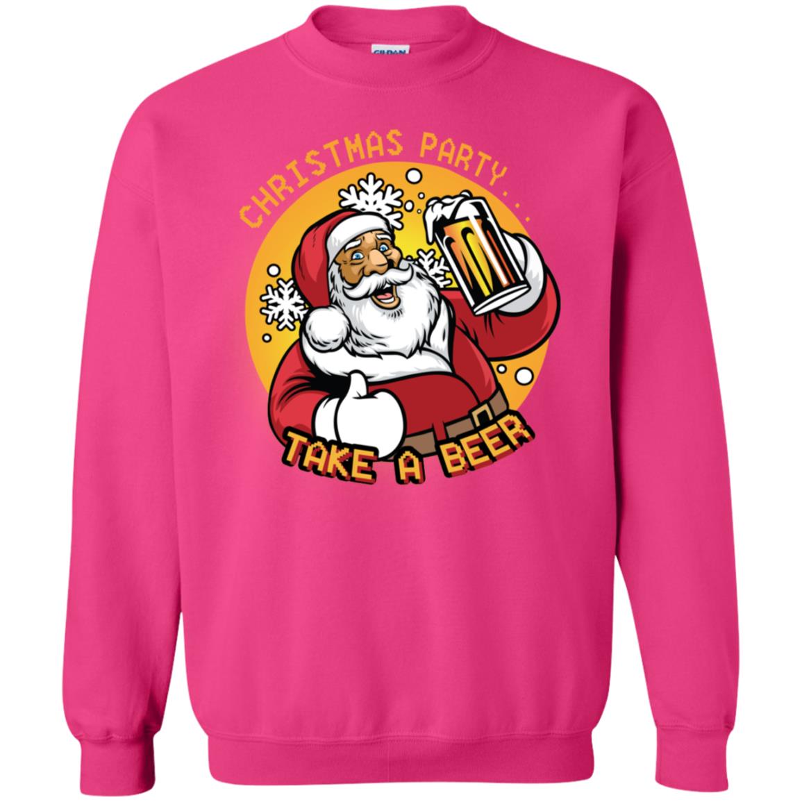 Christmas Party Take A Beer Santa X-mas Gift Shirt Heliconia