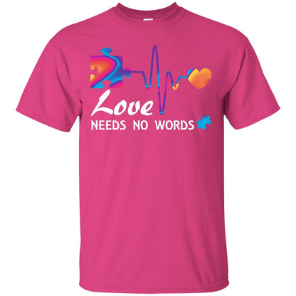 Love Needs No Words Puzzle Heartbeat Gift Shirt For Autism Awareness Heliconia