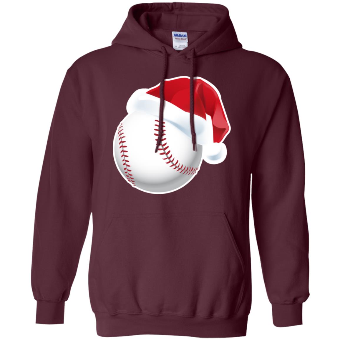 Baseball With Santa Claus Hat X-mas Shirt For Baseball Lovers Maroon