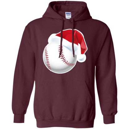 Baseball With Santa Claus Hat X-mas Shirt For Baseball Lovers Maroon