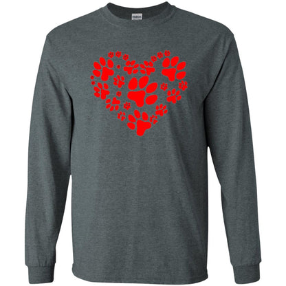 Dog Lover T-shirt Dog Paw Heart Valentine T-shirt Dark Heather